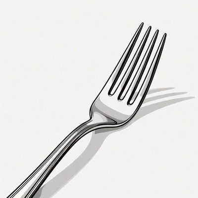 Silver Fork on White Background