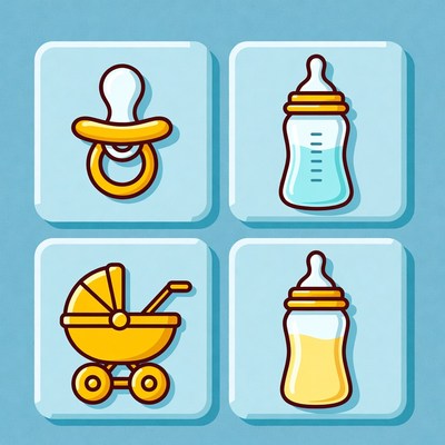 Baby Pacifier Bottle Stroller Icons