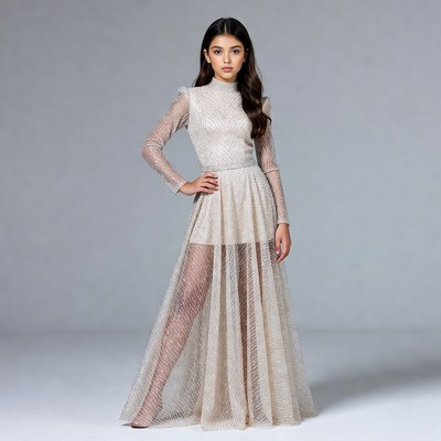 Girl in shimmering long gown