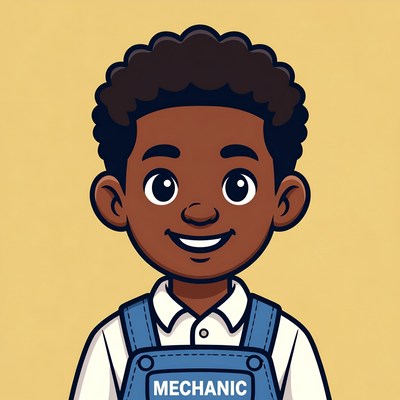 Young African-American boy mechanic illustration