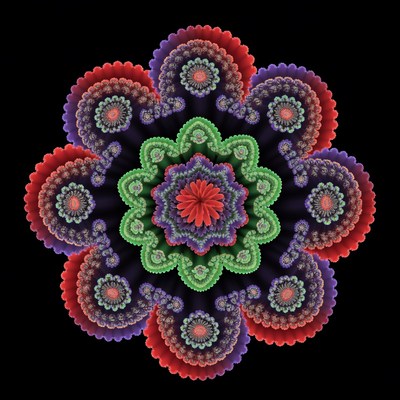 Vibrant Fractal Flower Mandala