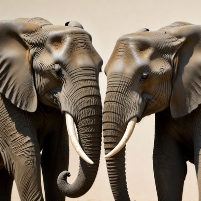 Two elephants facing each other