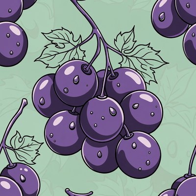 Purple Grapes Bunch Illustration