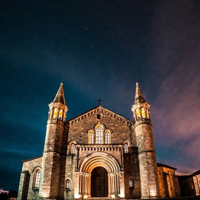 Historic Church Under Starry Night Sky