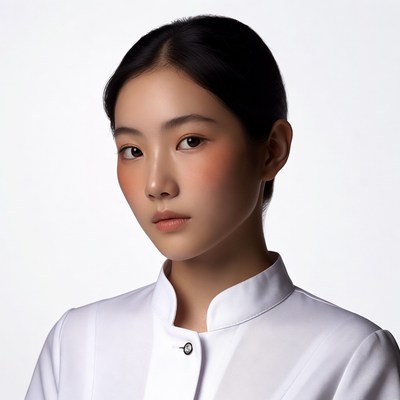 Asian woman in white collar shirt