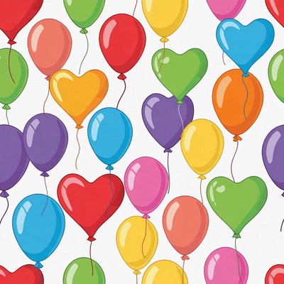Colorful Heart Balloons Seamless Pattern