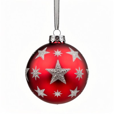 Red Christmas ornament with silver stars