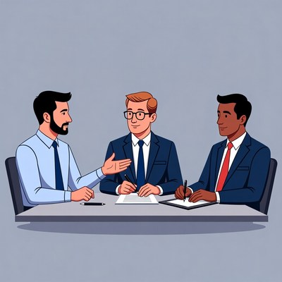 Three businessmen in meeting