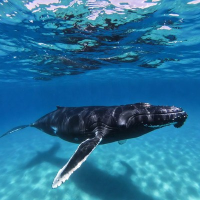 Humpback Whale Swimming Underwater