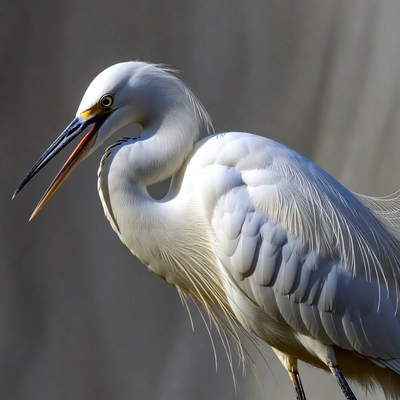 Great Egret with Open Beak