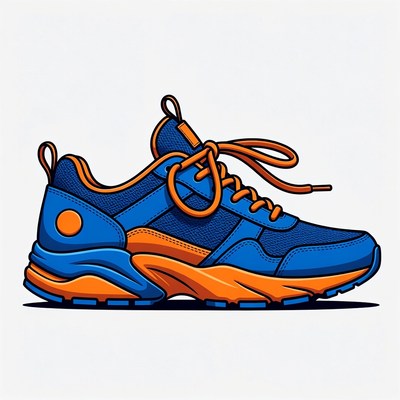 Blue Orange Sneaker Illustration