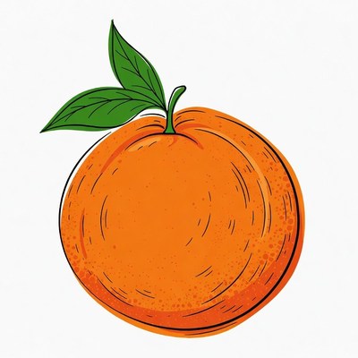 Orange fruit with green leaf