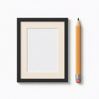 Black Frame and Yellow Pencil