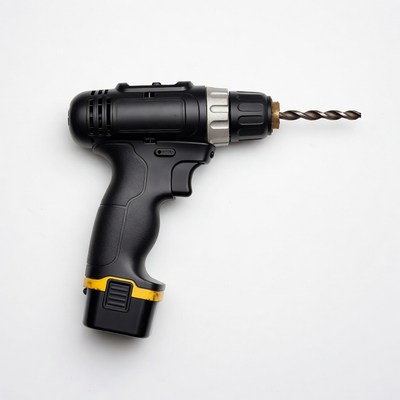 Black Cordless Drill with Drill Bit