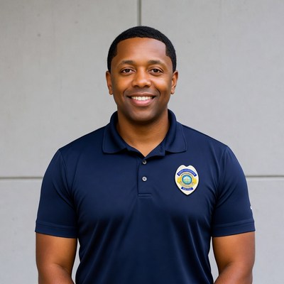 Smiling African-American male police officer