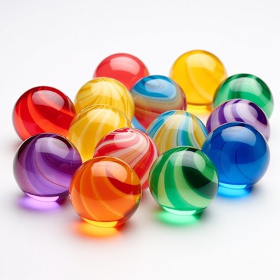 Colorful Marbles on White Background