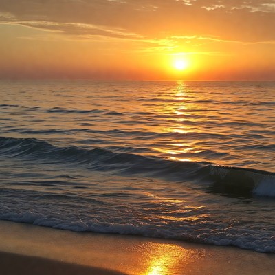 Sunset over ocean beach