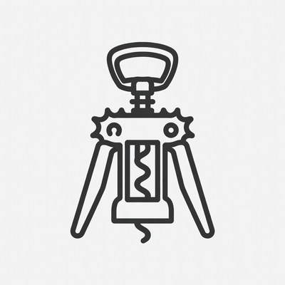 Black line corkscrew icon
