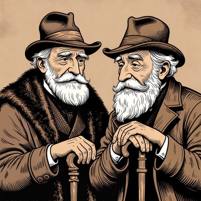 Two elderly men with canes