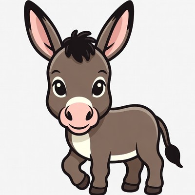 Cute cartoon donkey illustration