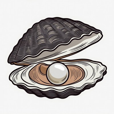 Open clam shell with pearl
