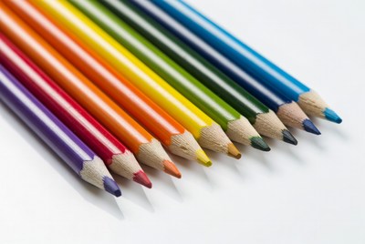 Colorful Crayons Arranged in Rainbow