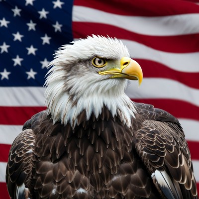 Bald Eagle on American Flag