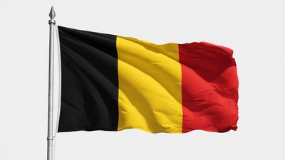 Belgium Flag Waving on Pole