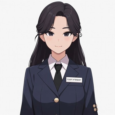 Anime flight attendant woman smiling
