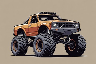 Orange Monster Truck Illustration