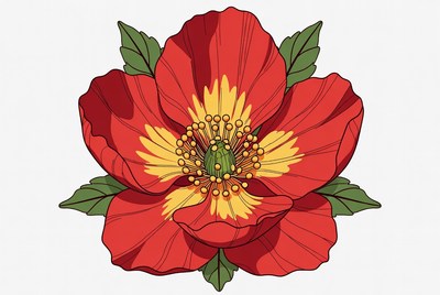 Red Poppy Flower Illustration