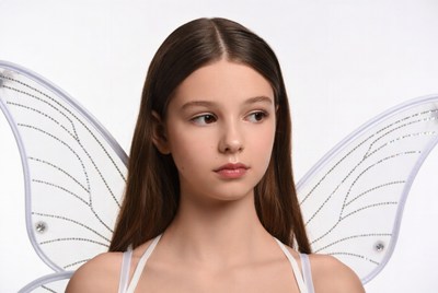 Girl with sparkly fairy wings