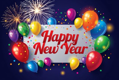 Happy New Year Balloons Fireworks