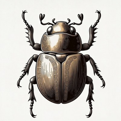 Detailed Scarab Beetle Illustration