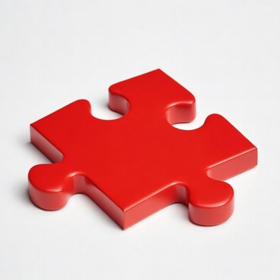 Red puzzle piece on white background
