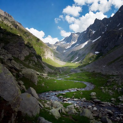 Mountain Valley with Winding River