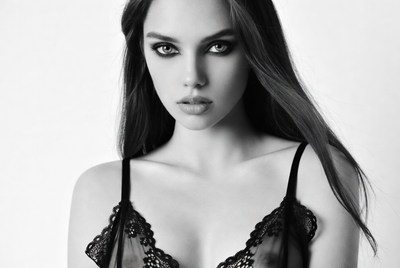 Woman in lace lingerie close-up