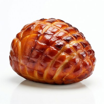 Glazed Ham on White Background