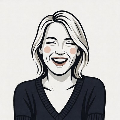 Blonde woman laughing illustration