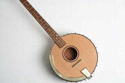 Wooden Banjo on White Background
