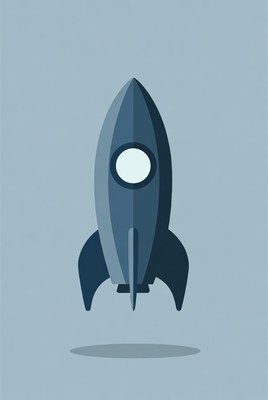 Blue Rocket Ship Illustration