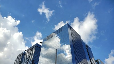 Modern Skyscraper Reflecting Clouds