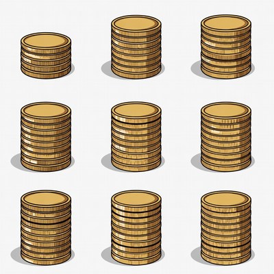 Stacks of Gold Coins Illustration