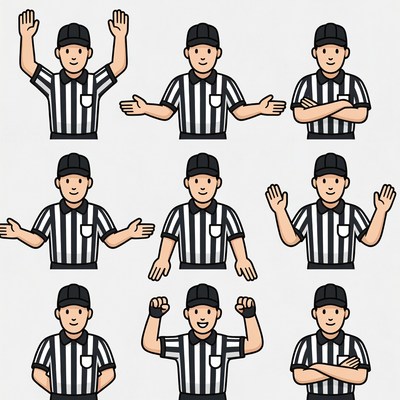 Cartoon referee poses illustration