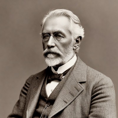 Elderly man in suit with glasses