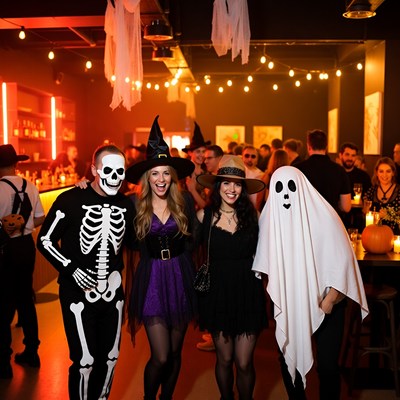 Halloween Party Group in Costumes