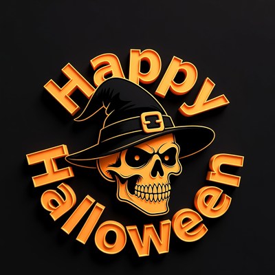Happy Halloween Skull Witch Hat