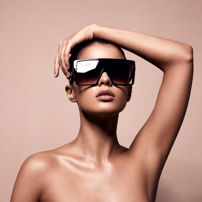 Woman wearing oversized sunglasses