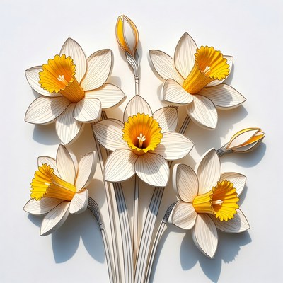 White Daffodils with Yellow Centers
