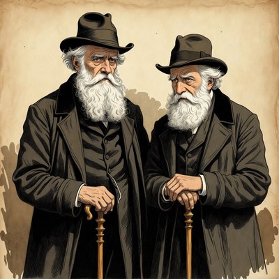 Two Elderly Men with Beards and Canes